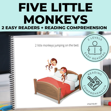 Five Little Monkeys Nursery Rhyme Emergent Reader + Reading Comprehension (Printable PDF) - AdaptEd4SpecialEd